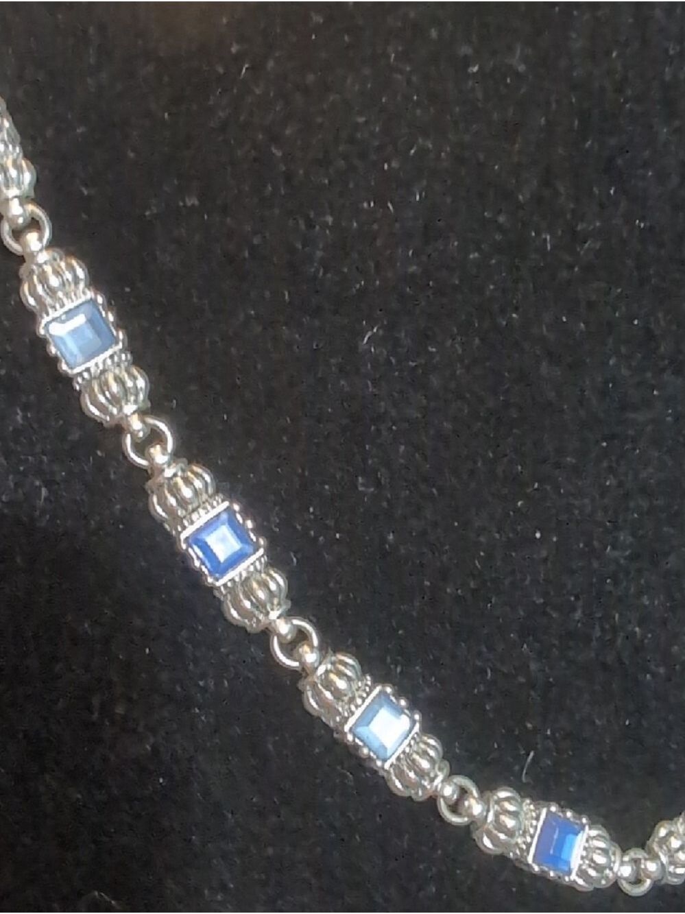 Silver-Tone Blue Stone Station Necklace - Women Jewelry